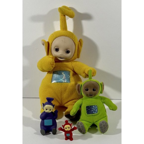 Teletubbies Toy Lot 14" Talking Laa-Laa Plush Green Dipsy Red Po Purple Tinky - Picture 1 of 16